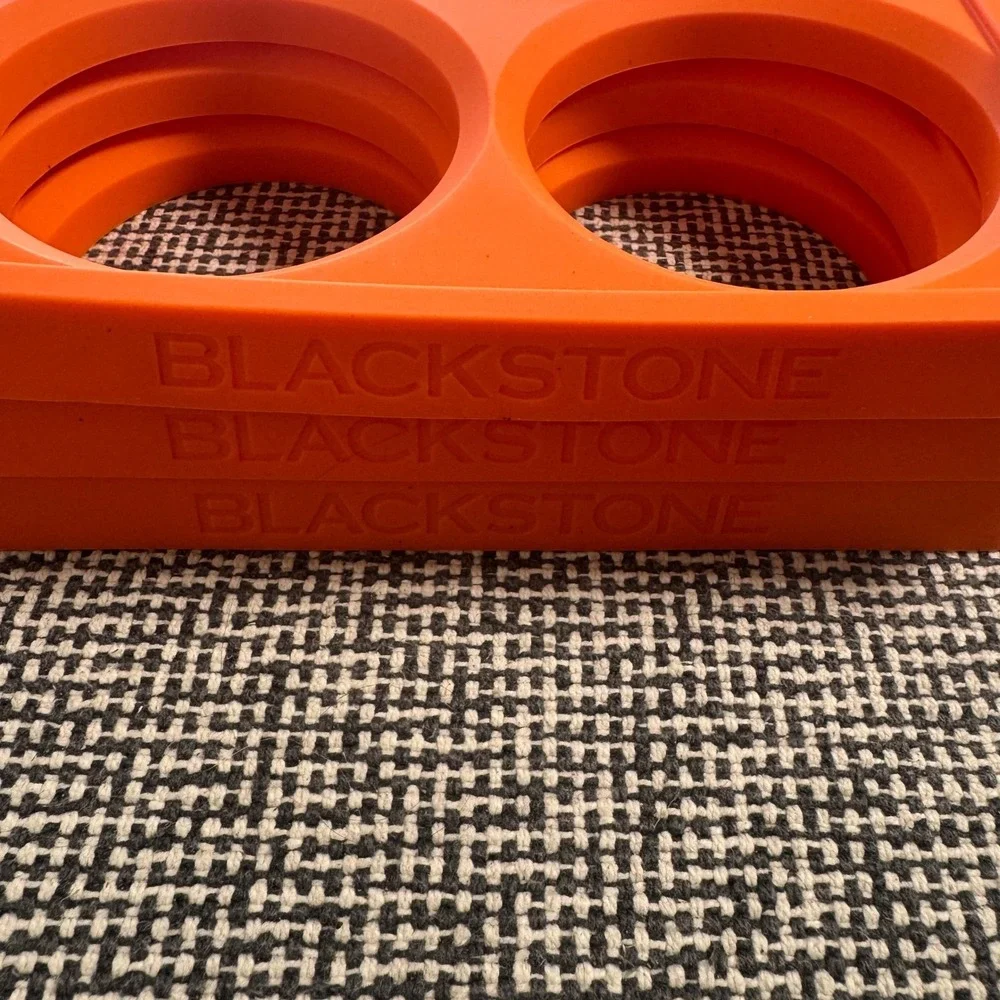 Blackstone Orange Silicone Dual Egg Ring Set of 3 Griddle Pancake Molds 8.5 Inch